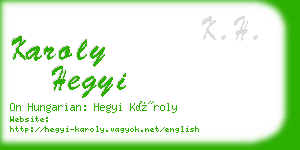 karoly hegyi business card